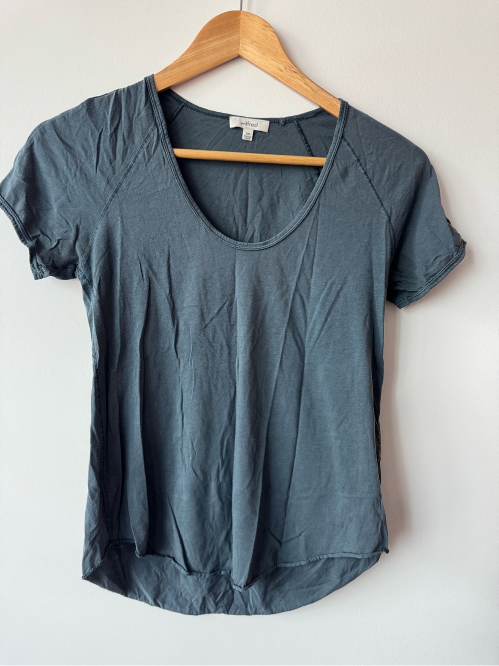 Wilfred Slate Blue Scoop Neck Short Sleeve T-Shirt Women Size XXS